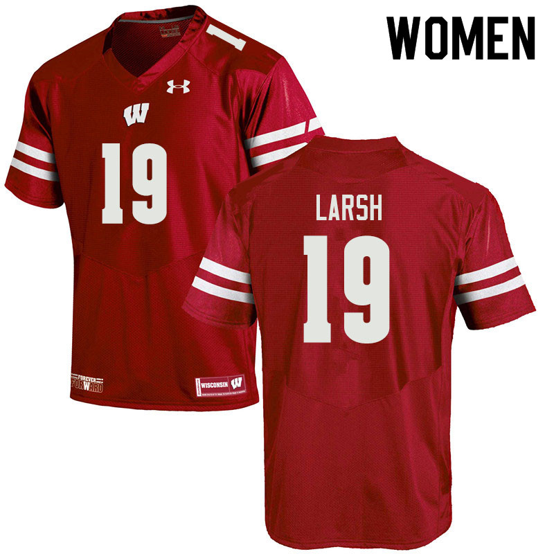 Women #19 Collin Larsh Wisconsin Badgers College Football Jerseys Sale-Red - Click Image to Close